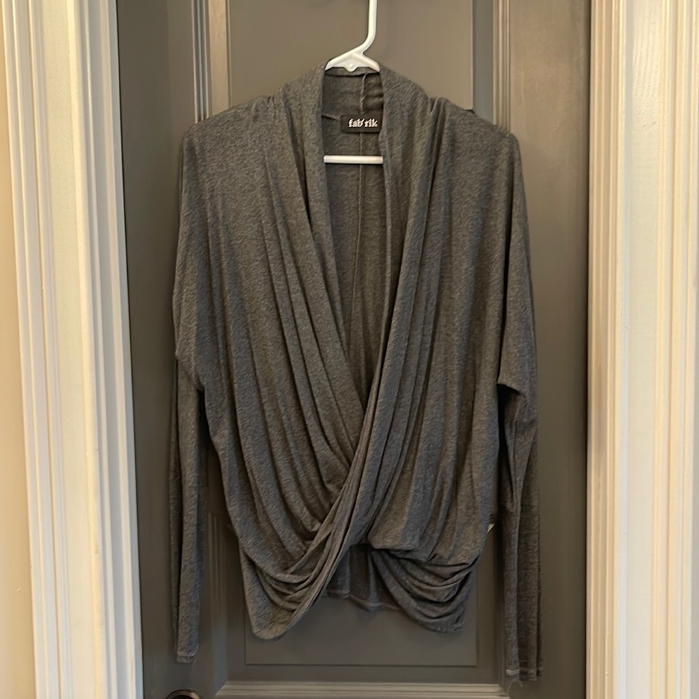 Fabric charcoal grey cross front shirt
